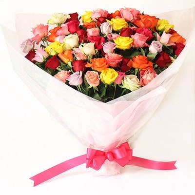 【産地直送】バラ(薔薇)の花束 ミックス60本 (ギフト用)