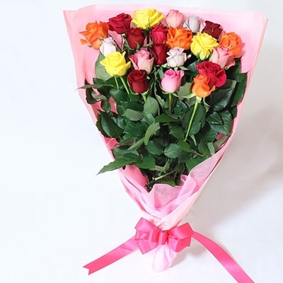 【産地直送】バラの花束 ミックス21本50cm以上の薔薇を厳選 (ギフト用)