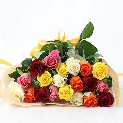 【産地直送】バラの花束　ミックス　20本の薔薇(ギフト用)