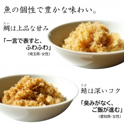 【ご飯のお供・魚ふりかけ】綿そぼろ鯛と鯖ハーフ 50g×2袋 約6膳分 冷凍 無添加 唐津花菱