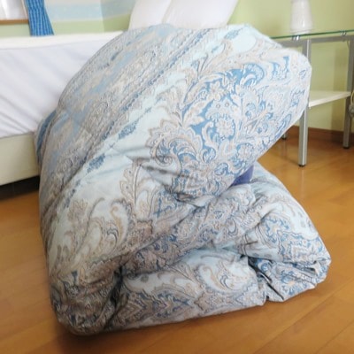 抜群のあたたかさ　上質羽毛掛け布団　(ホワイトダックダウン90%　1.9kg)　ダブル(青柄)