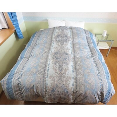 春夏秋3シーズンに使えるダウンケット　羽毛肌掛け布団(上質ダウン90%使用1.2kg)ダブル(青)
