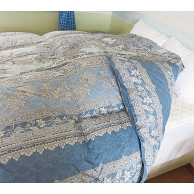 春夏秋3シーズンに使えるダウンケット　羽毛肌掛け布団(上質ダウン90%使用1.2kg)ダブル(青)