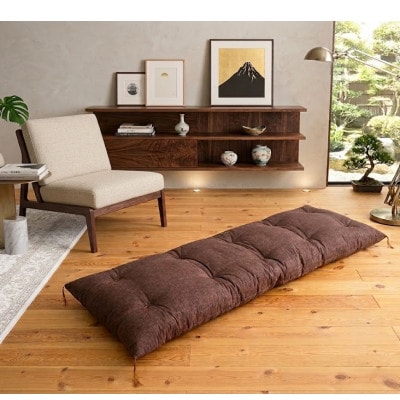 紬ダークブラウン3人掛け用ごろ寝座布団