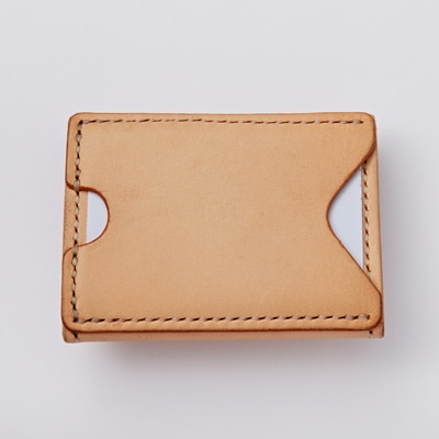 【ちっこくても使い易いミニ財布no.3】左利き用生成り手縫い　多機能Boxタイプ　使うほどに飴色に…