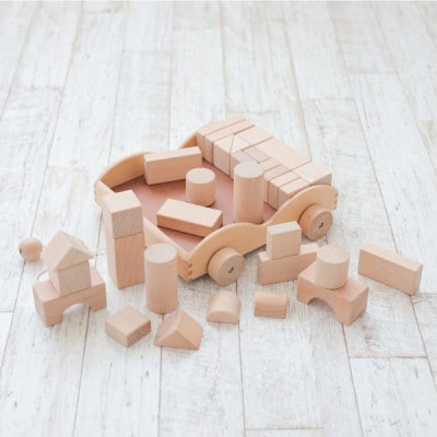 木製おもちゃのだいわの積木車(積木4cm基尺 32pcs)