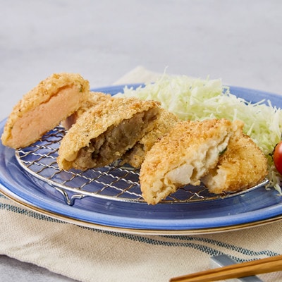 大和牛と大和丸なすのすき焼きコロッケ、北海道産ホタテ貝柱カツ、博多明太子のめんたいマヨ◆大和コロッケ