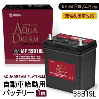 AQUADREAM PLATINUM 自動車始動用バッテリー 充電制御車対応  55B19L 1個