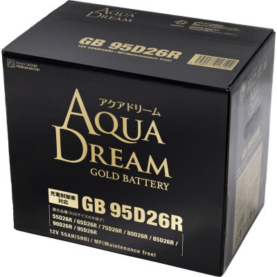 AQUADREAM GOLD 自動車始動用バッテリー 充電制御車対応  95D26R 1個