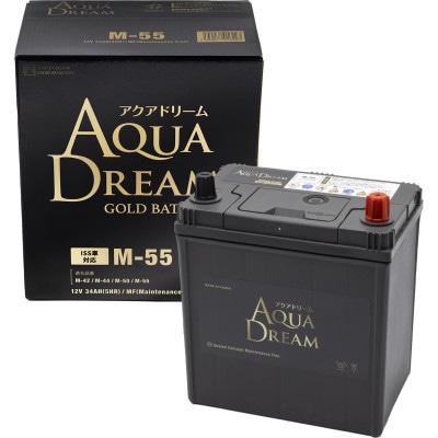 AQUADREAM GOLD 自動車始動用バッテリー ISS車対応  M-55 1個