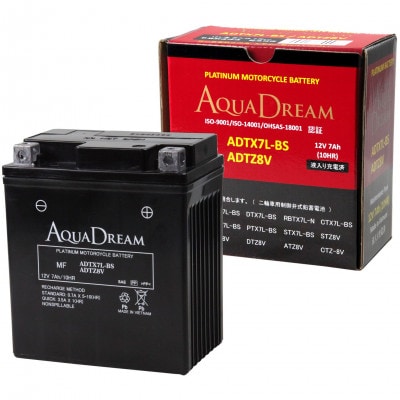 AQUADREAM PLATINUM バイク用バッテリー 液入充電済 ADTX7L-BS/8V 1個