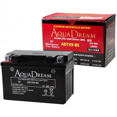 AQUADREAM PLATINUM バイク用バッテリー 液入充電済 ADTX9-BS 1個