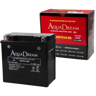 AQUADREAM PLATINUM バイク用バッテリー 液入充電済 ADTX14-BS 1個