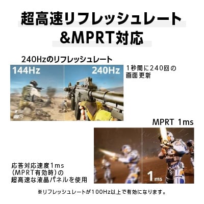 液晶モニター23.8-24.5型ワイド フルHD(1920x1080)240Hz対応リファビッシュ品