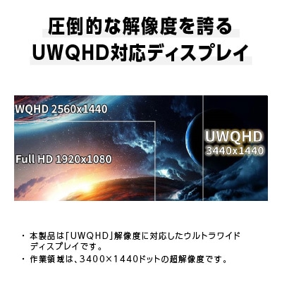 液晶モニター34型ウルトラワイド曲面UWQHD(3440x1440)165Hz対応リファビッシュ品