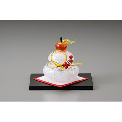 ガラス置物 《鏡餅(小)》マルティグラス [F0537]