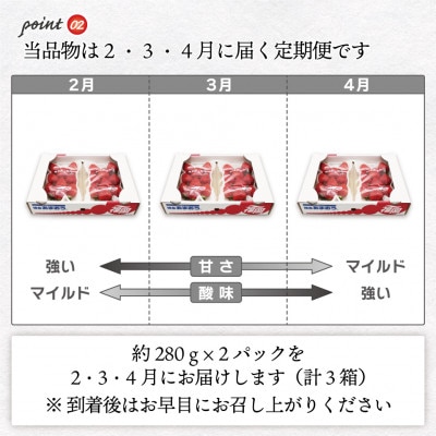 【発送月固定定期便】【2026年2～4月発送】博多あまおう2P 約560g[G5352s]全3回