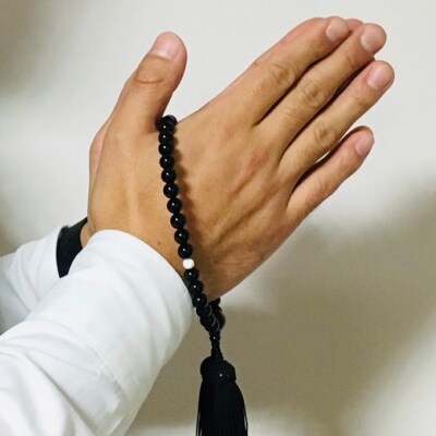オニキスと白珊瑚の片手数珠