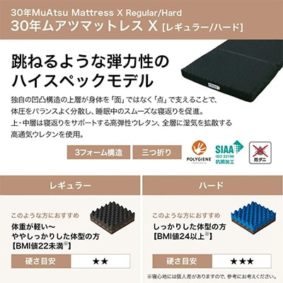 昭和西川の30年ムアツマットレスX　レギュラー　シングル　1台
