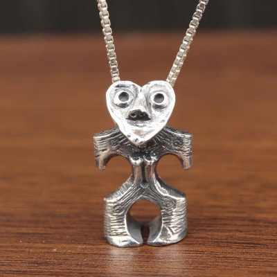 【縄文アクセサリーDo_goods】SILVER925 豆ハート形土偶ネックレス 700-108