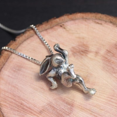 【縄文アクセサリーDo_goods】シルバー925製 鳥獣戯画 うさぎのネックレス小 700-213