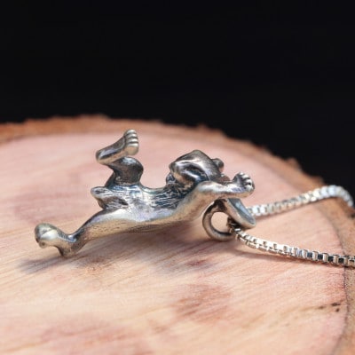 【縄文アクセサリーDo_goods】シルバー925製 鳥獣戯画 うさぎのネックレス小 700-213