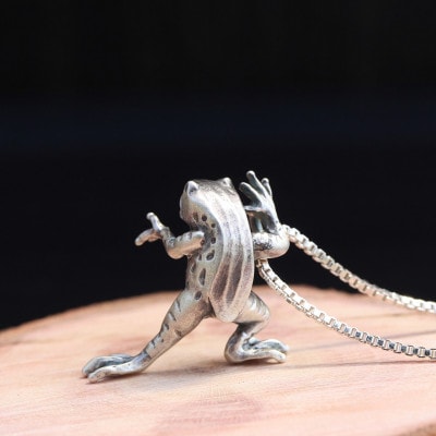 【縄文アクセサリーDo_goods】シルバー925製 鳥獣戯画 かえるのネックレス小 700-214