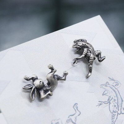 【鳥獣戯画】かえるとうさぎのシルバー925 セットピアス 700-225