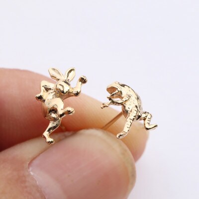 【鳥獣戯画】かえるとうさぎのK18ゴールドセットピアス 700-226