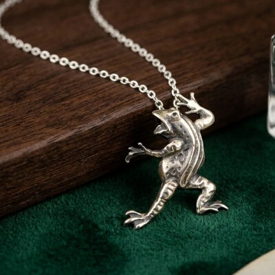 【鳥獣戯画】レリーフかえるのシルバー925ネックレス 700-230