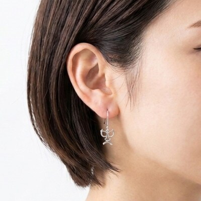 【歌舞伎】シルバー925製 「隈取-助六(すけろく)」シルエットピアス 700-236