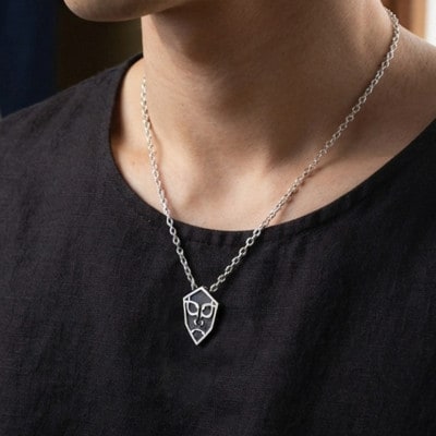 【歌舞伎】シルバー925製「隈取-助六」 六角形ペンダント 700-249