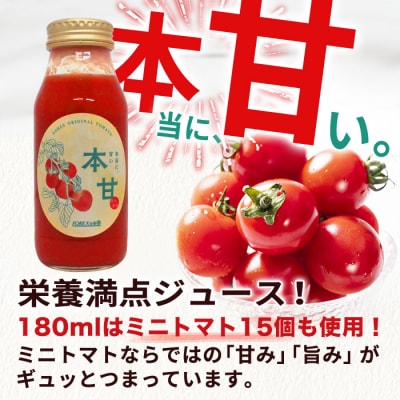 本甘トマトジュース 180ml×9 食塩不使用100% ピュアトマトジュース 十勝 士幌町【F12】
