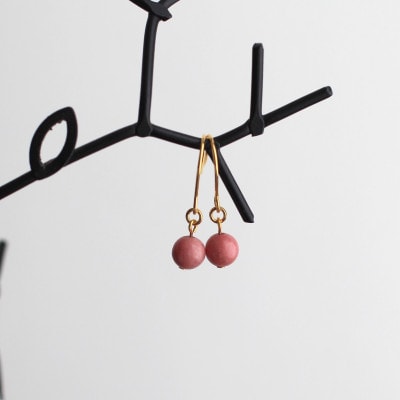 バラ輝石　ピアス(ゴールド)