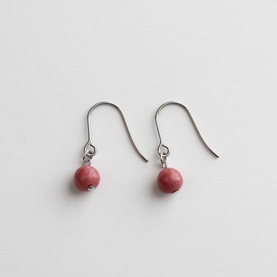 バラ輝石　ピアス(シルバー)