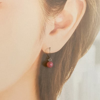 バラ輝石　ピアス(シルバー)