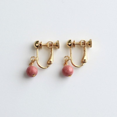 バラ輝石　イヤリング(ゴールド)