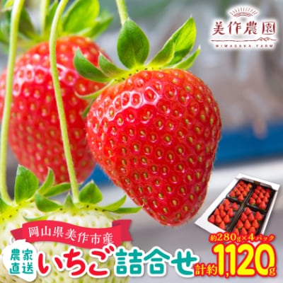 岡山県美作市産　いちご詰合せ(約280g×4パック)