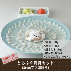 とらふぐ「刺身」セット『焼きひれ/特製ゆずポン酢/もみじおろし付き』