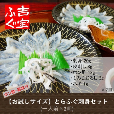 【発送月固定定期便】11月～1月【お試しサイズ】とらふぐ刺身セット(一人前×2皿)全3回