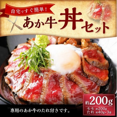 あか牛丼(2人前)セット(あか牛モモ200g、あか牛のたれ40g×3)(上天草市)