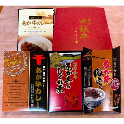 あか牛お土産品セット(カレー180g、挽肉カレー220g、しぐれ煮100g、肉みそ140g)上天草市