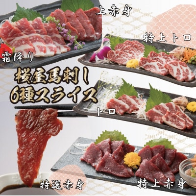 桜屋馬刺しスライス6種600g 特上トロ・トロ・霜降り・特選赤身・特上赤身・上赤身(上天草市)