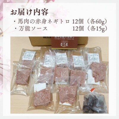 桜うまトロ小分け 馬肉の赤身ネギトロ　12個　計720g(各60g)(上天草市)