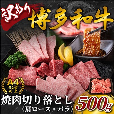 【毎月定期便】訳あり!【A4～A5】博多和牛焼肉切り落とし　500g(粕屋町)全6回