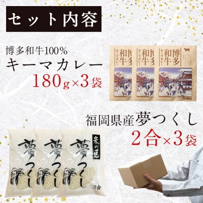 カレーセット(福岡県産夢つくし2合×3袋・博多和牛キーマカレー3個)(粕屋町)