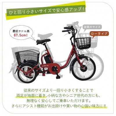 イーパートン ロータイプ 電動アシスト 三輪自転車 BEPN18