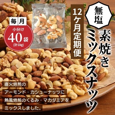 無塩の素焼きミックスナッツ 小分け40袋 計1kg 12ヶ月定期便 H059 029 お礼品詳細 ふるさと納税なら さとふる