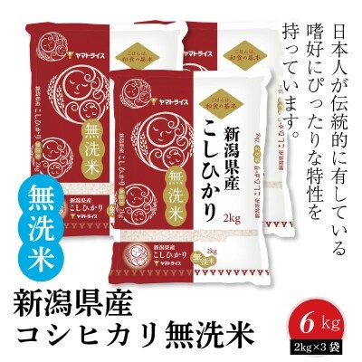 新潟県産コシヒカリ 無洗米 6kg(2kg×3袋)　安心安全なヤマトライス　H074-327