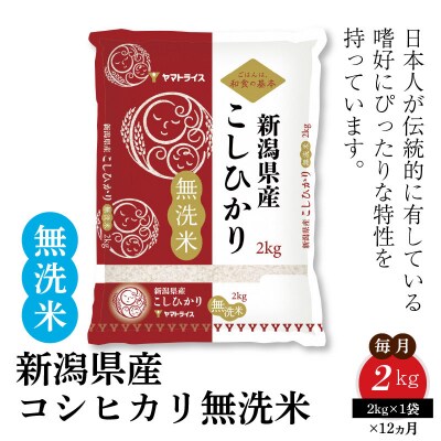 新潟県産コシヒカリ 無洗米 2kg ※12回定期便　　H074-383